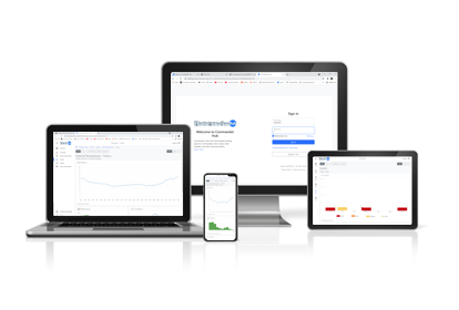Laptop, PC, phone, and tablet devices showing Commander Hub website.